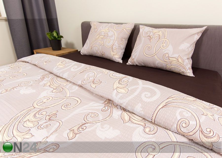 Voodipesukomplekt kortsukangast Beige 220x210 cm suurendatud
