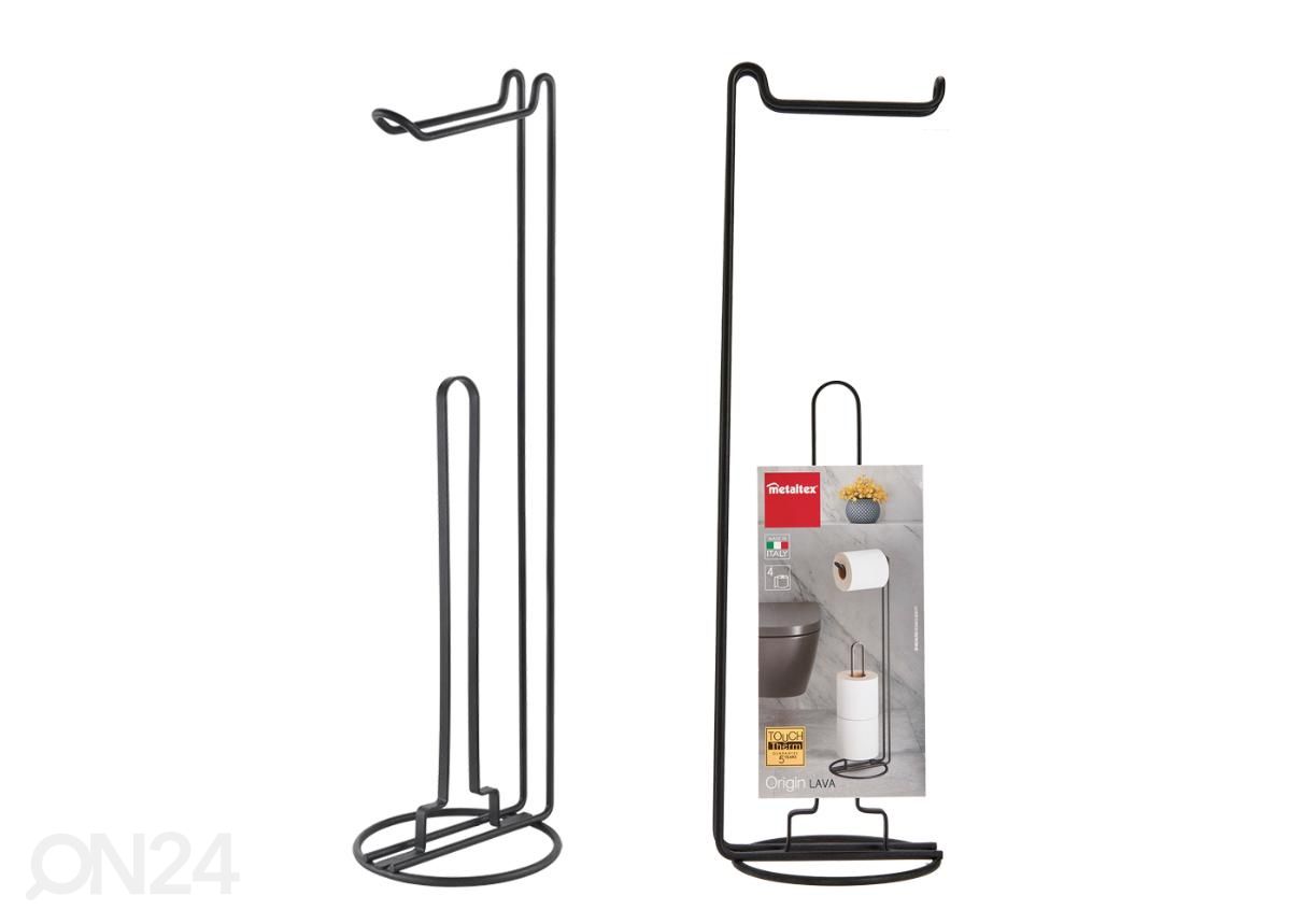 WC-paberihoijda+varurulli hoidja Origin, Ø16x58cm, must suurendatud