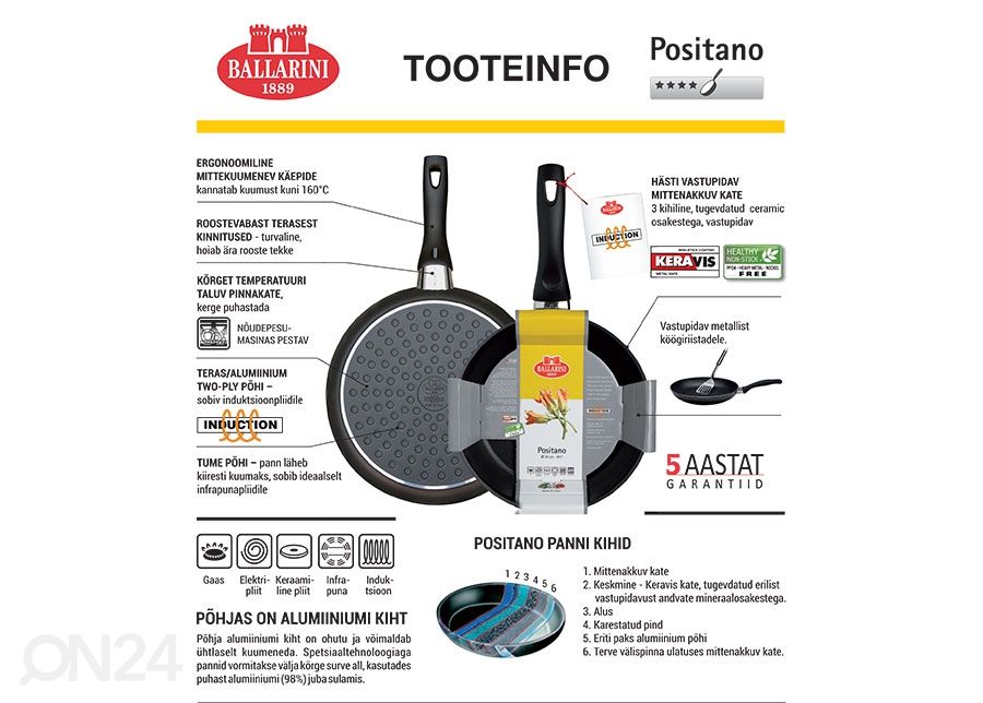 Wok-pann Ballarini Positano Ø 28 cm suurendatud