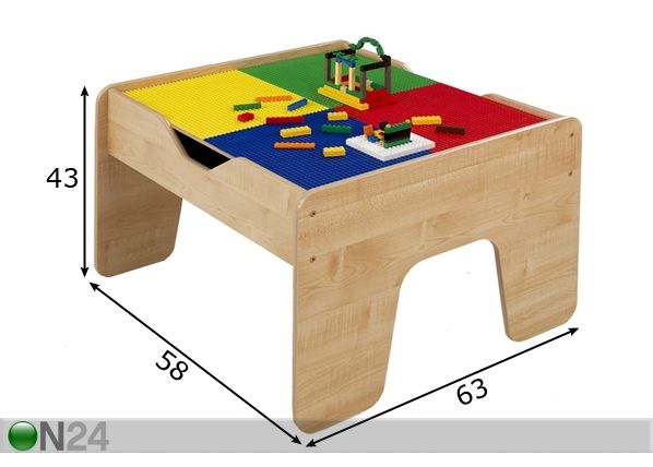 2-in-1 lauakomplekt koos klotsidega mõõdud