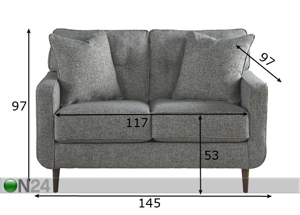 2-kohaline diivan Ingel mõõdud