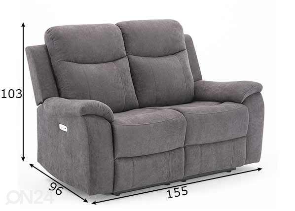 2-kohaline Diivan Milo Recliner mõõdud