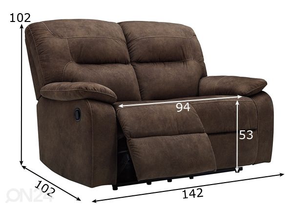 2-kohaline diivan recliner mõõdud