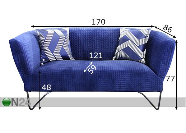 2-kohaline diivan Sofa mõõdud