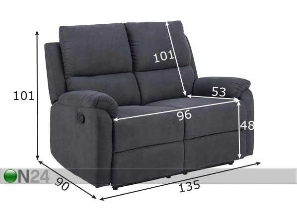 2-kohaline recliner Sabia mõõdud