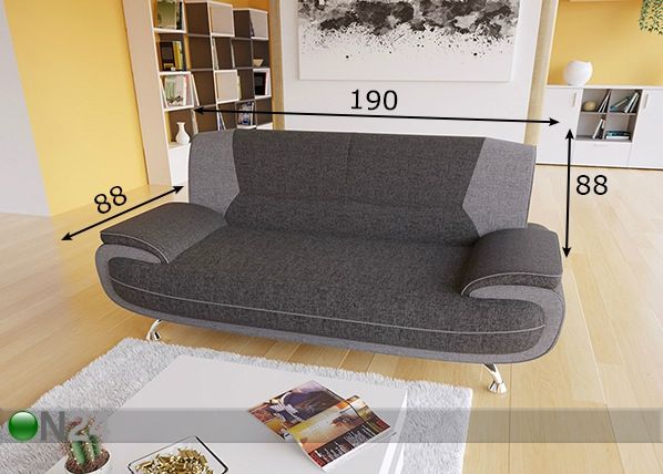 3-kohaline diivan mõõdud