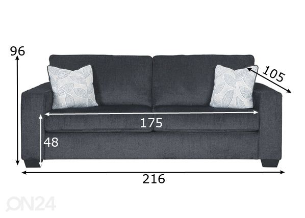 3-kohaline diivan Altari mõõdud