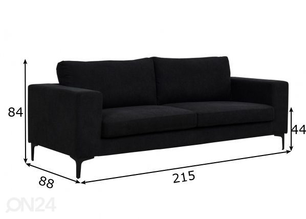 3-kohaline diivan Bolero mõõdud
