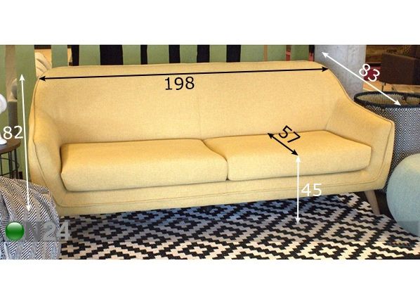 3-kohaline diivan Elly mõõdud