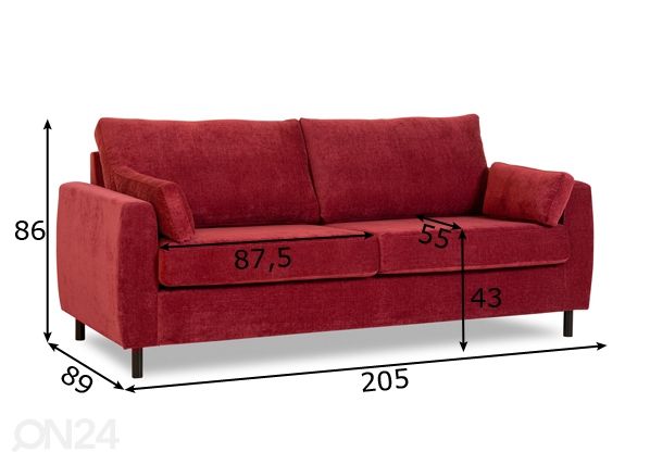 3-kohaline diivan Milas mõõdud