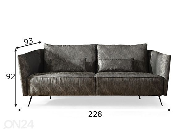 3-kohaline diivan Sofa mõõdud
