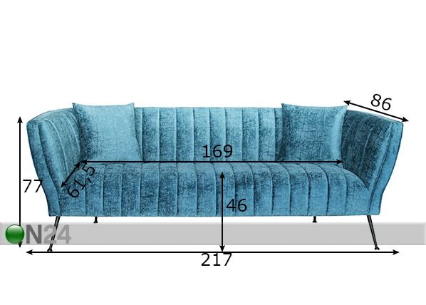 3-kohaline diivan Sofa mõõdud