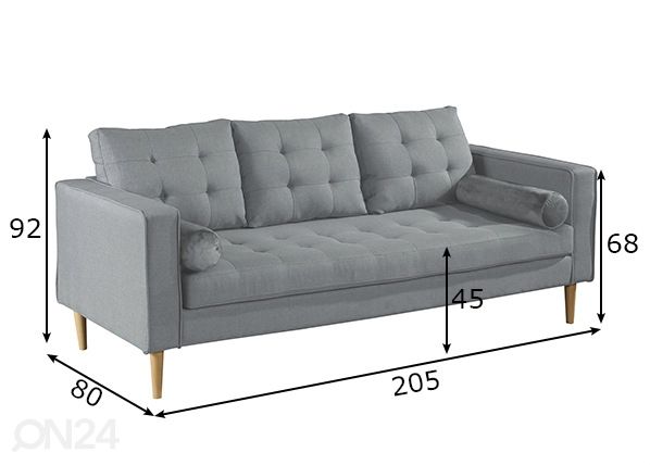 3-kohaline diivan Sofa mõõdud