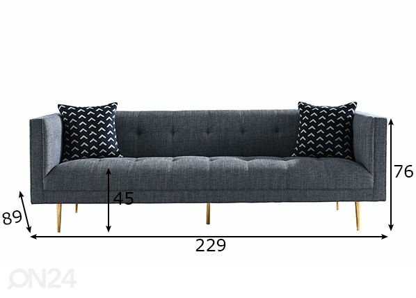 3-kohaline diivan Sofa mõõdud