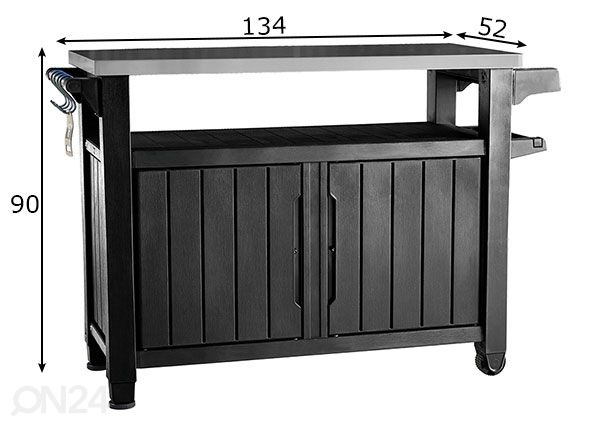 Abilaud välikööki Keter Unity XL 52x134 cm, grafiit mõõdud