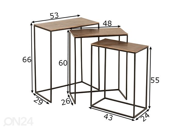 Abilaudade komplekt Cobre, 3 tk mõõdud