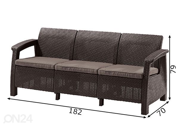 Aiadiivan Keter Corfu, Loveseat 3-ne, pruun mõõdud