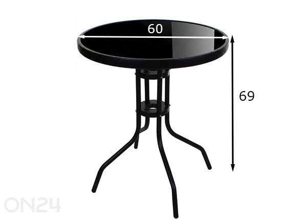 Aialaud Ø60 cm, must mõõdud