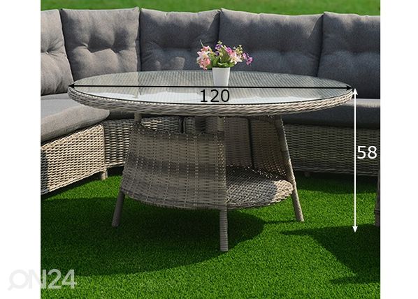 Aialaud Bolton Ø 120 cm mõõdud