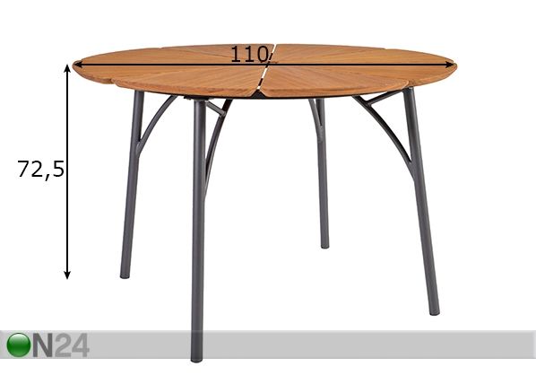 Aialaud Greenwood Ø 110 cm mõõdud