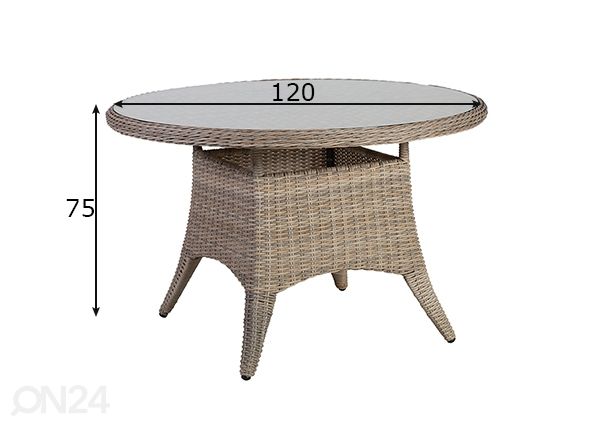 Aialaud Pacific Ø 120 cm mõõdud