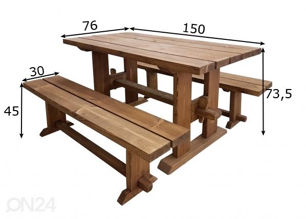 Aialaud pinkidega 150 cm mõõdud