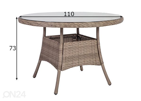 Aialaud Toscana Ø 110 cm mõõdud