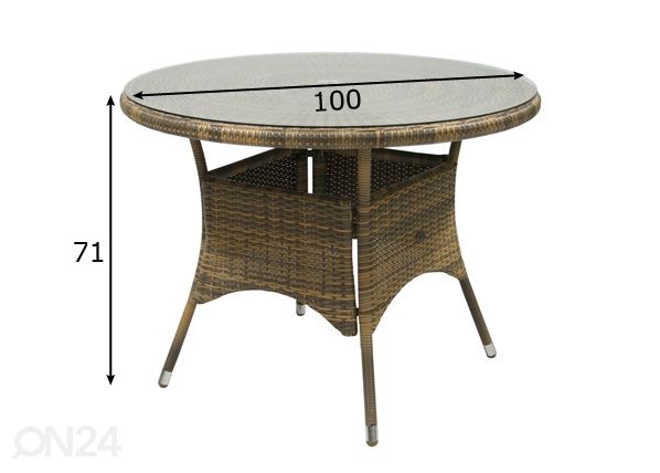 Aialaud Wicker Ø 100 cm mõõdud
