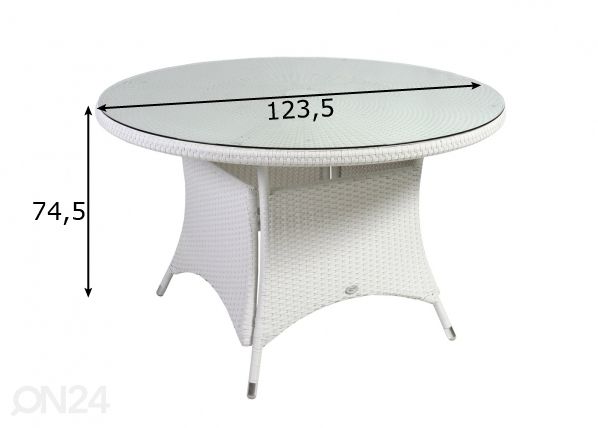 Aialaud Wicker Ø 123,5 cm mõõdud