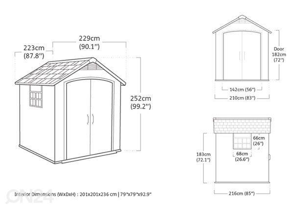 Aiamaja Premier 757, 4 m², hall mõõdud
