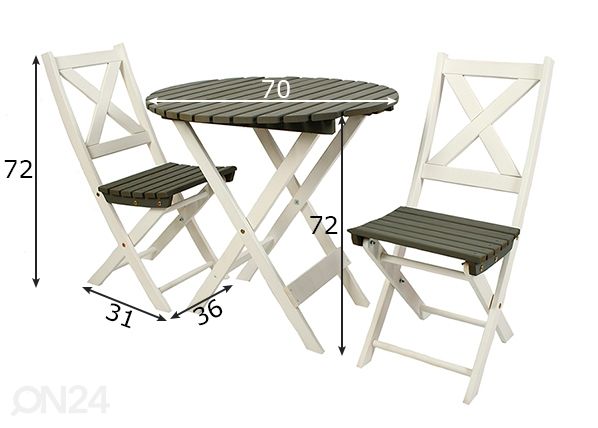 Aiamööbel Picnic mõõdud