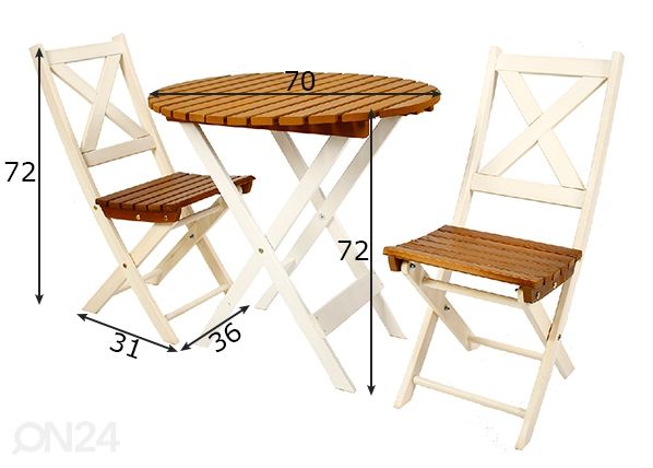 Aiamööbel Picnic mõõdud