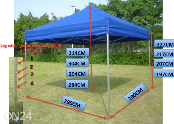 Aiatelk Pop Up 290x290 cm mõõdud