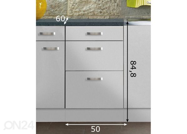 Alumine köögikapp Lagos 50 cm mõõdud