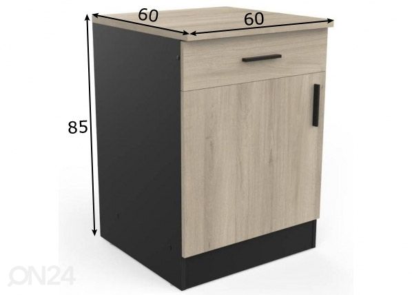 Alumine köögikapp Origan 60 cm mõõdud