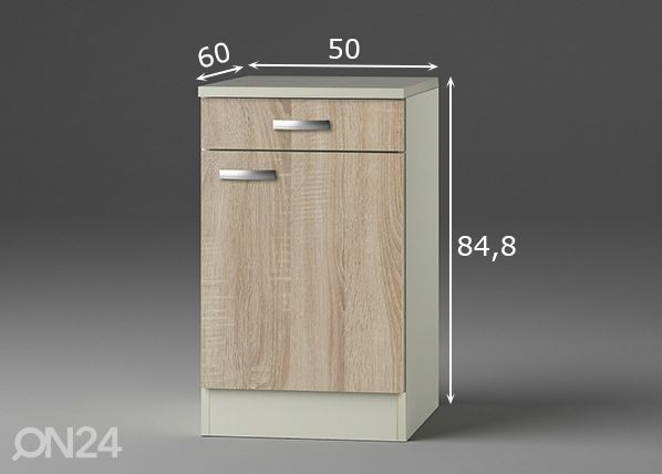 Alumine köögikapp Padua 50 cm mõõdud