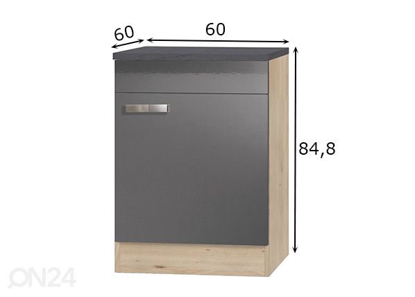 Alumine köögikapp Udine 60 cm mõõdud