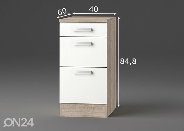 Alumine köögikapp Zamora 40 cm mõõdud