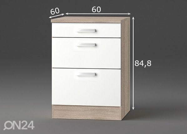 Alumine köögikapp Zamora 60 cm mõõdud