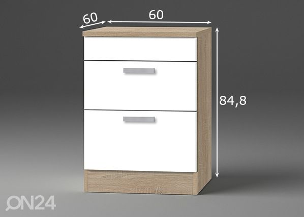 Alumine köögikapp Zamora 60 cm mõõdud