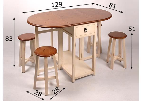 ANXI Laud + 4-tooli mõõdud