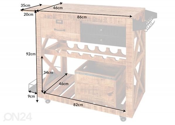 Baarikapp Bodega mõõdud