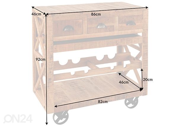 Baarikapp Bodega mõõdud