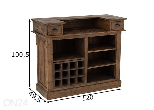 Baarikapp Madera mõõdud