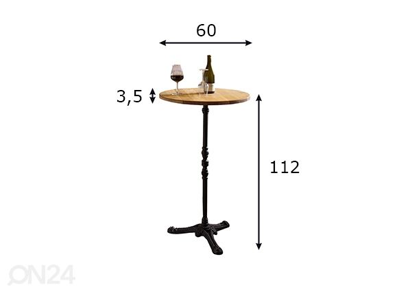 Baarilaud Tische Ø 60 cm mõõdud