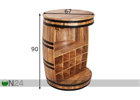 Baarilaud / veiniriiul Rustic mõõdud