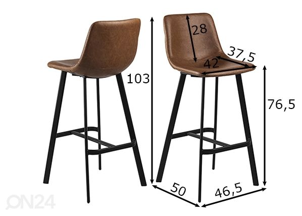 Baaritoolid Oakland, 2 tk mõõdud