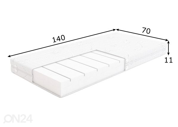 Beebimadrats Dobranocka 70x140 cm Loterii kangaga mõõdud