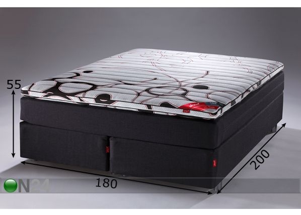 Black zoned Multipocket Mööblikangaga kontinentaalvoodi 180x200 cm mõõdud