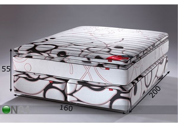 Black zoned Multipocket Sensity Kirju kontinentaalvoodi 160x200 cm mõõdud